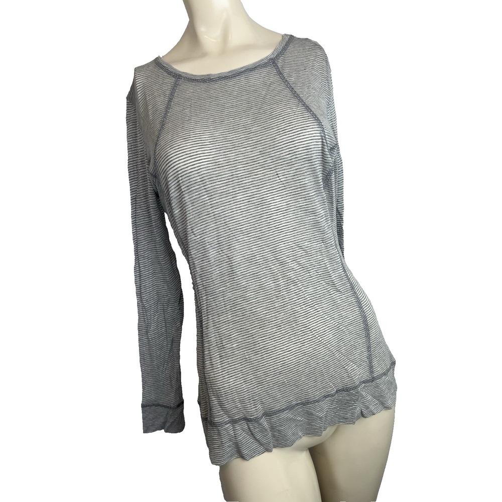 CAbi Style #581 Women's Cotton Modal Long Sleeve Gray Striped Knit Top Medium